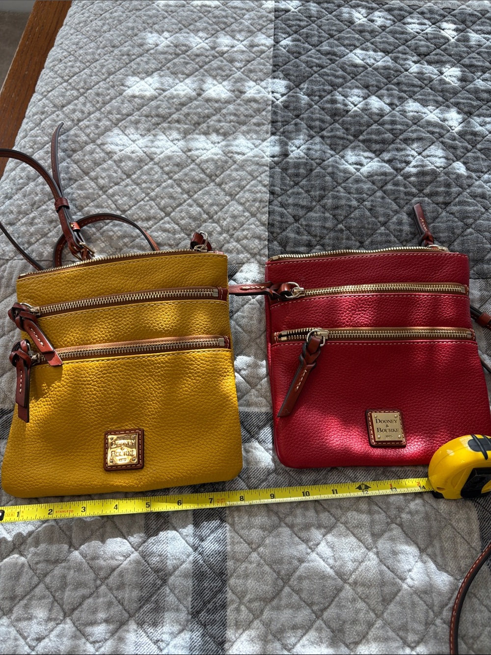 Dooney & Bourke Pebble Leather Crossbody Bags - Yellow and Red